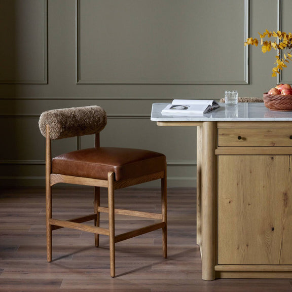 Jazelle Bar + Counter Stool - Taupe Shearling