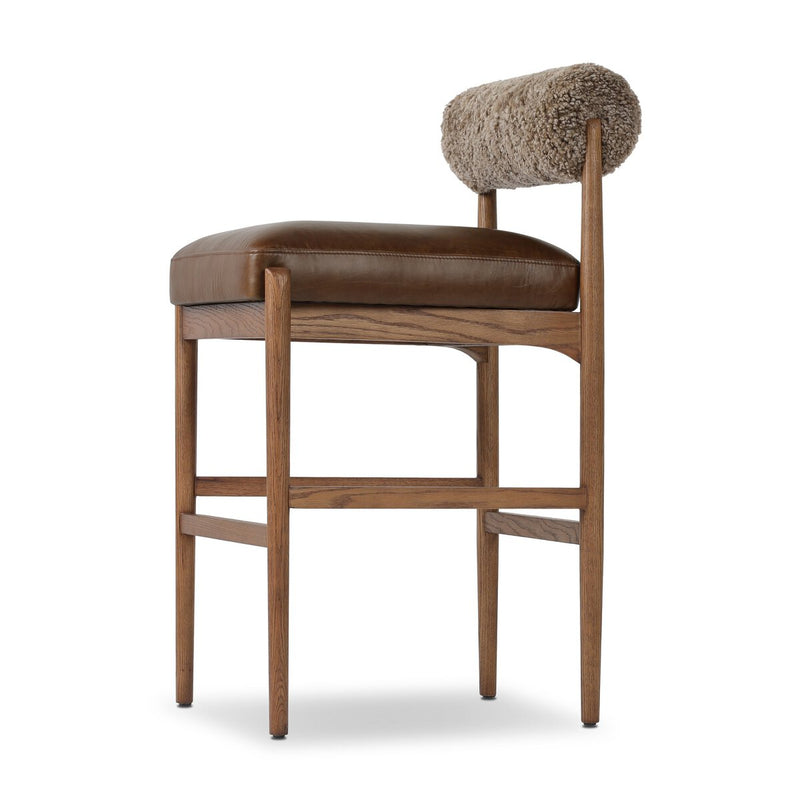 Jazelle Bar + Counter Stool - Taupe Shearling