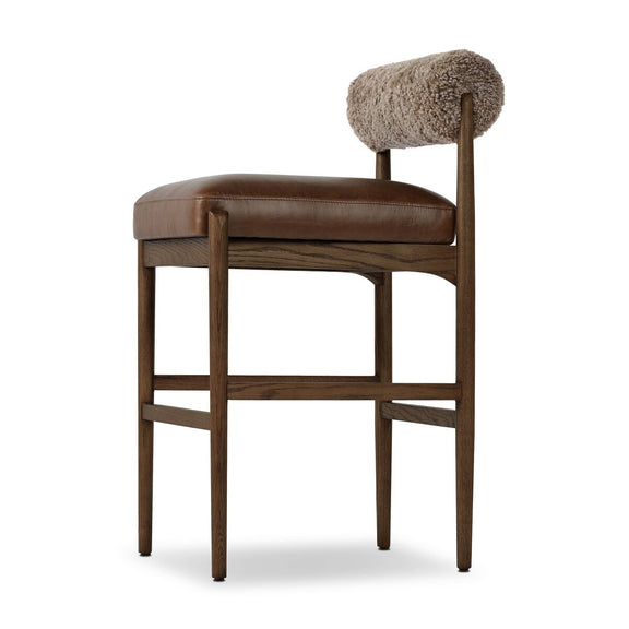 Jazelle Bar + Counter Stool - Taupe Shearling
