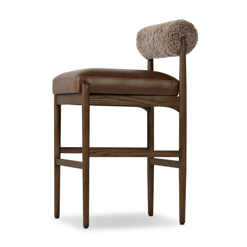 Jazelle Bar + Counter Stool - Taupe Shearling