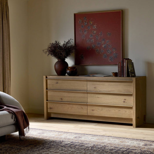 Aramis 6 Drawer Dresser - Sandy Oak Resawn