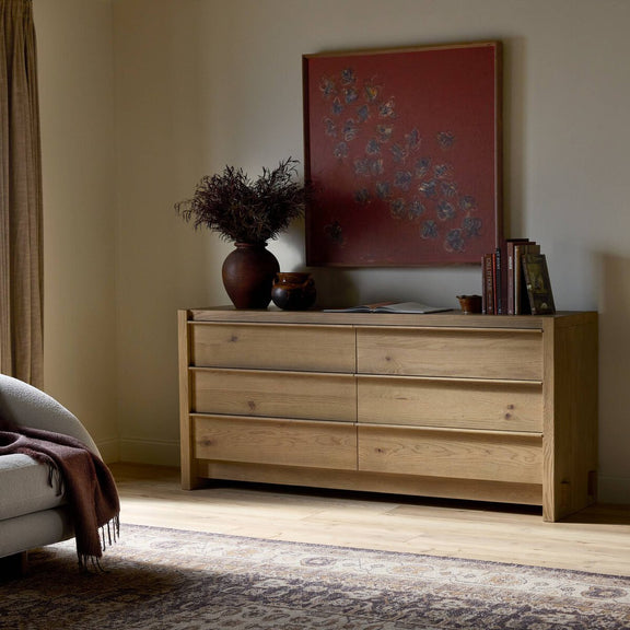 Aramis 6 Drawer Dresser - Sandy Oak Resawn
