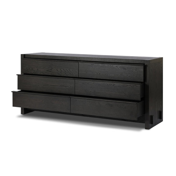 Aramis 6 Drawer Dresser - Smoked Black Resawn