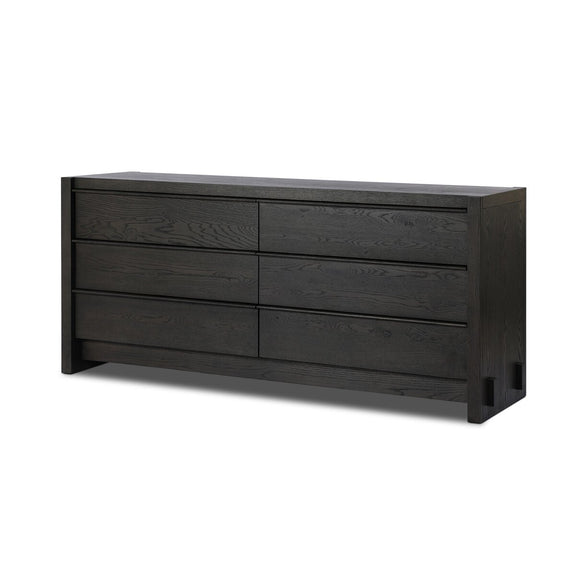 Aramis 6 Drawer Dresser - Smoked Black Resawn