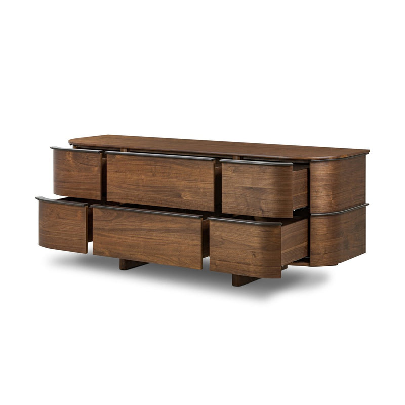 Theo 6 Drawer Dresser - Dark Brown Walnut