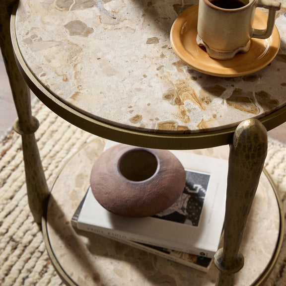 Ruthie End Table - Fossil Marble