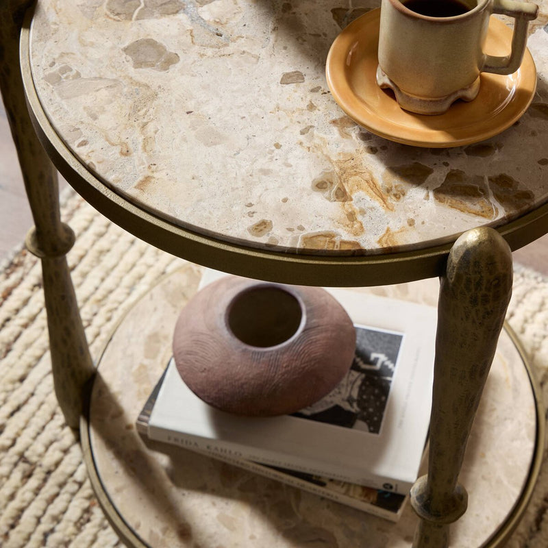 Ruthie End Table - Fossil Marble