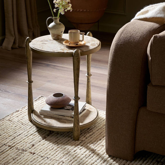 Ruthie End Table - Fossil Marble
