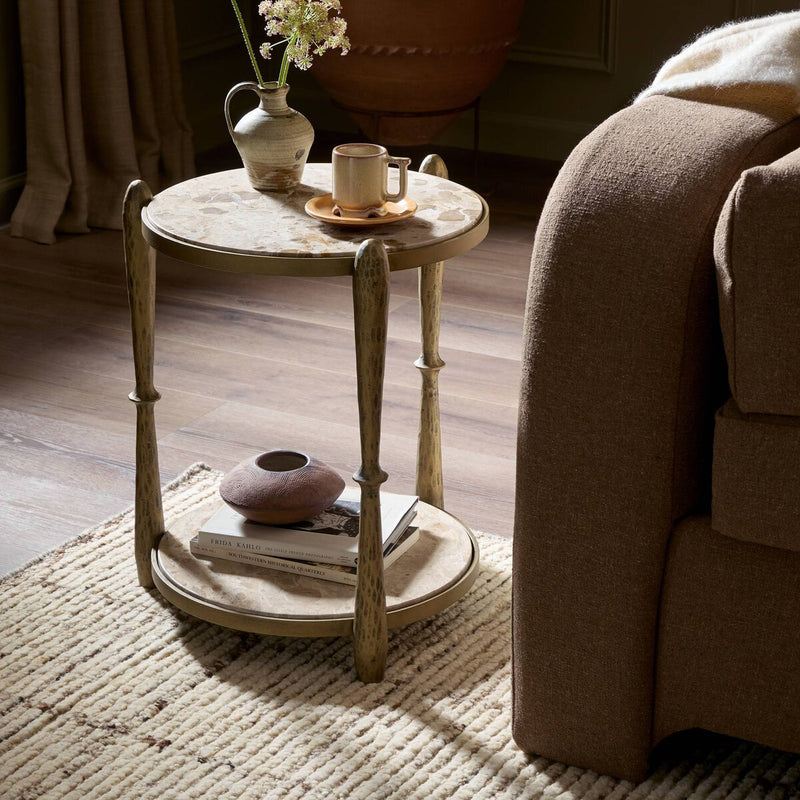 Ruthie End Table - Fossil Marble