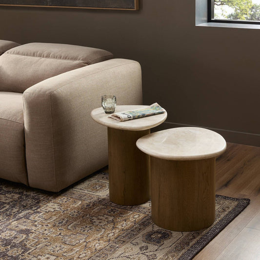 Kovo Nesting End Tables - Cappuccino Marble