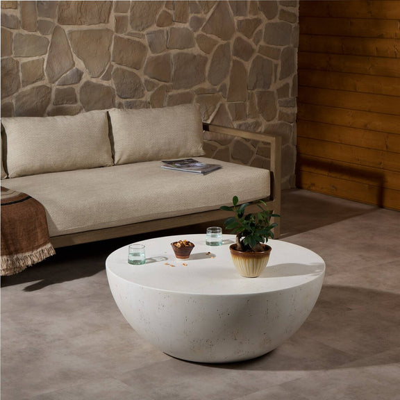 Boula Outdoor Coffee Table - Aged White Concrete