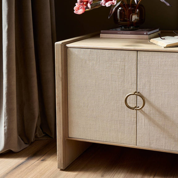 Kiran Nightstand - Beige Painted Linen