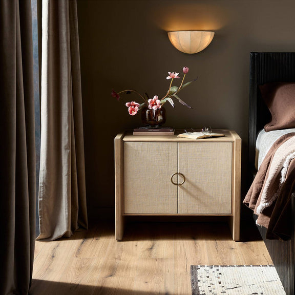 Kiran Nightstand - Beige Painted Linen
