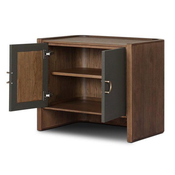 Kiran Nightstand - Dark Green Lacquered Linen