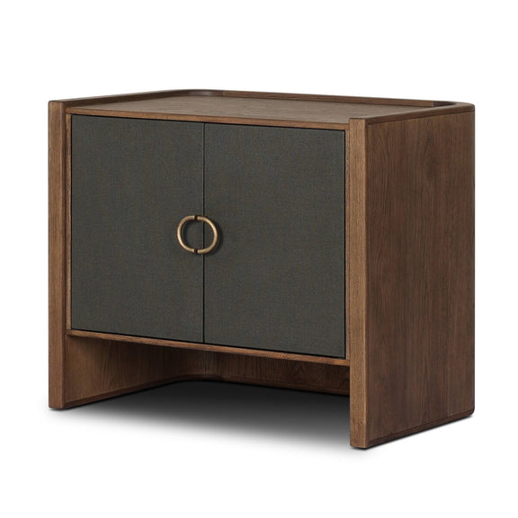 Kiran Nightstand - Dark Green Lacquered Linen