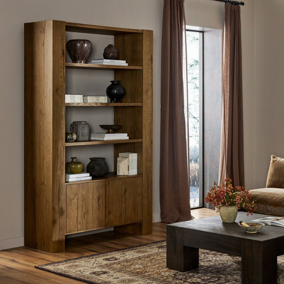 Fisher Bookcase - Rustic Amber Oak Veneer