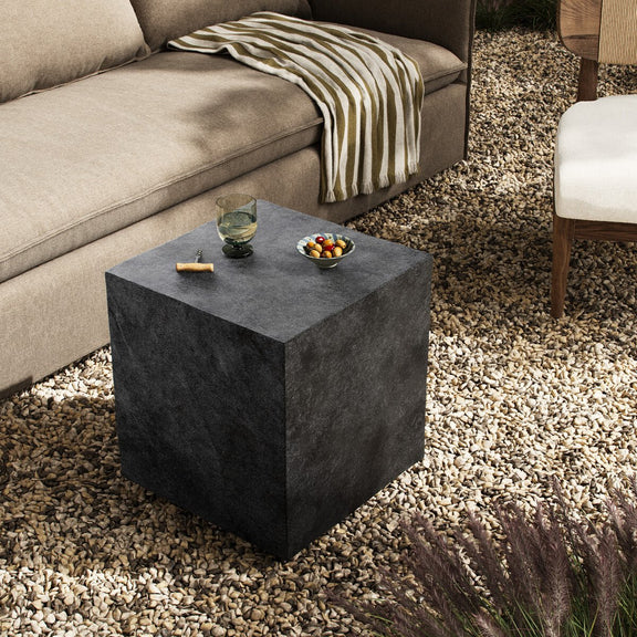 Graso Outdoor End Table - Aged Grey