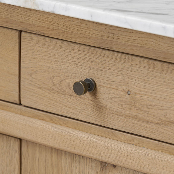 Fatima Kitchen Island - White Carrara Marble