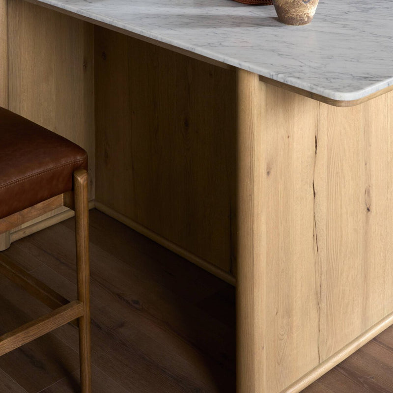 Fatima Kitchen Island - White Carrara Marble