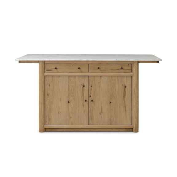 Fatima Kitchen Island - White Carrara Marble