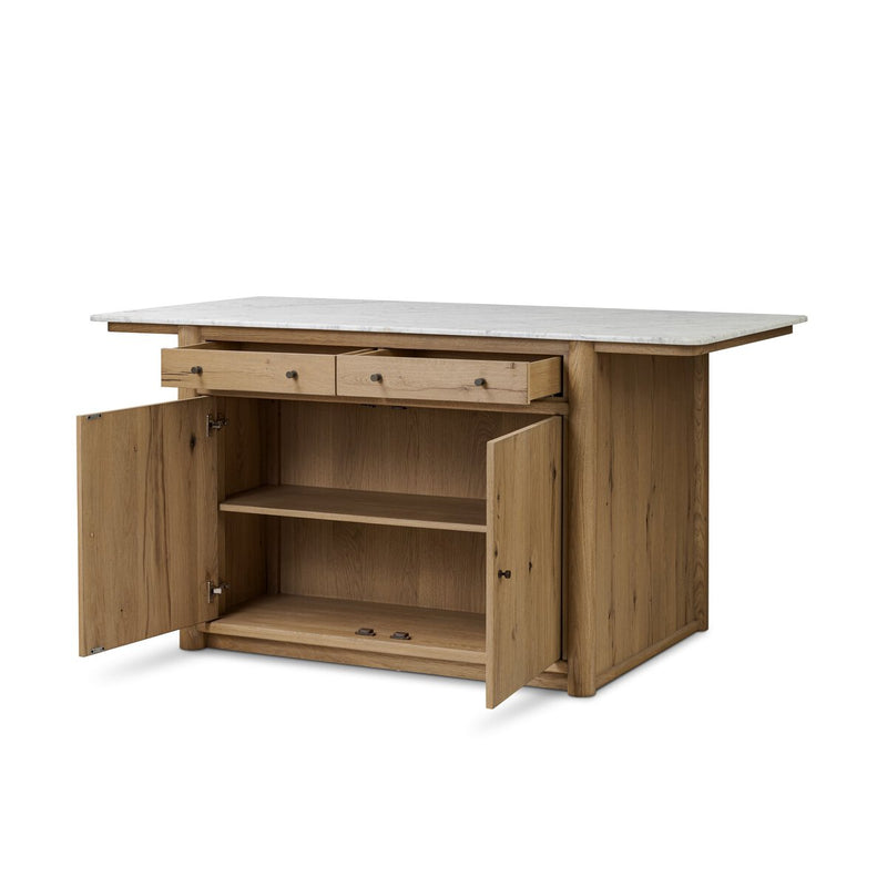 Fatima Kitchen Island - White Carrara Marble