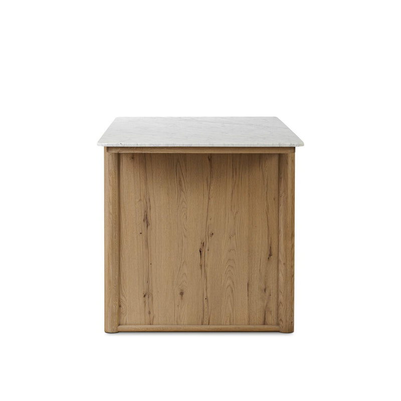 Fatima Kitchen Island - White Carrara Marble