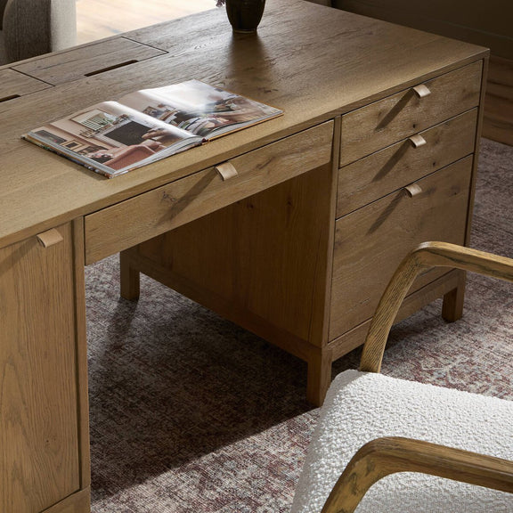Tula Executive Desk - Worn Oak Veneer