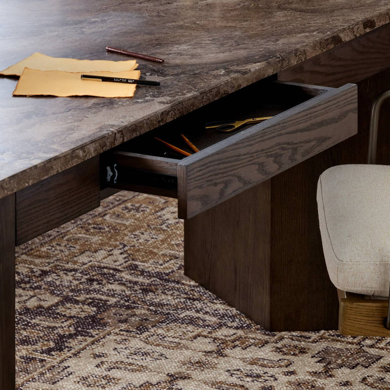 Lawson Desk - Warm Grey Marble