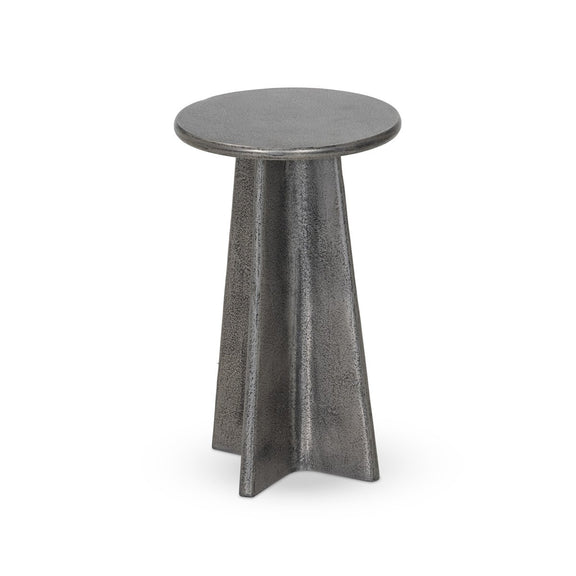Remo End Table - Raw Antique Nickel