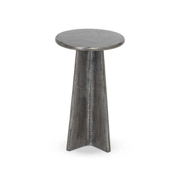 Remo End Table - Raw Antique Nickel