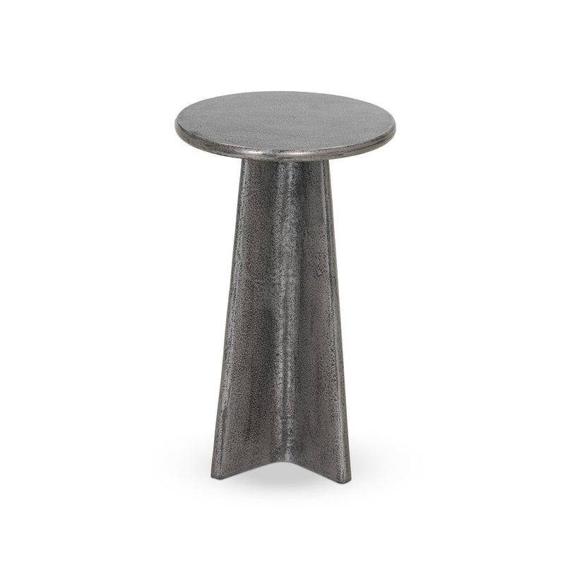 Remo End Table - Raw Antique Nickel