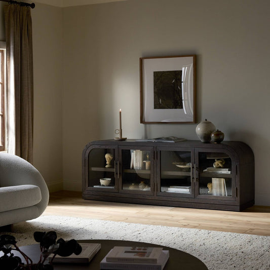 Hepburn Media Console - Dark Anthracite Oak Veneer