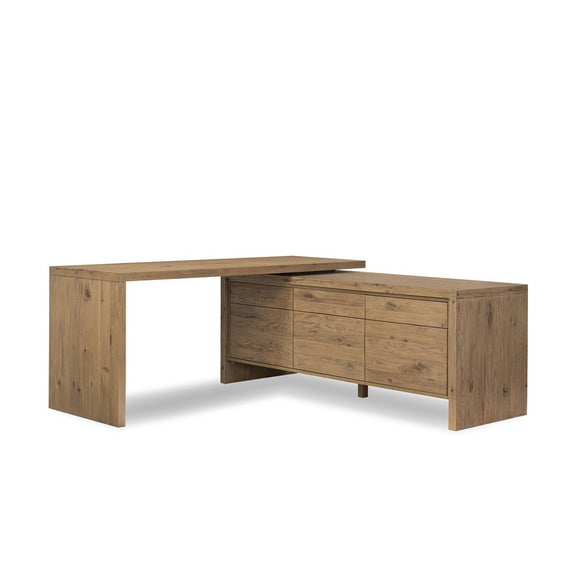 Noah Rotating Desk - Aged Smoked Oak Resawn
