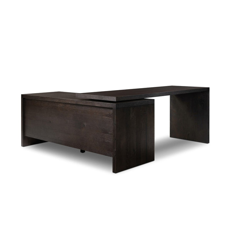 Noah Rotating Desk - Smoked Black Resawn Oak