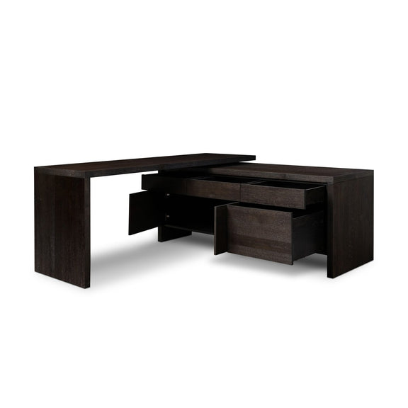 Noah Rotating Desk - Smoked Black Resawn Oak
