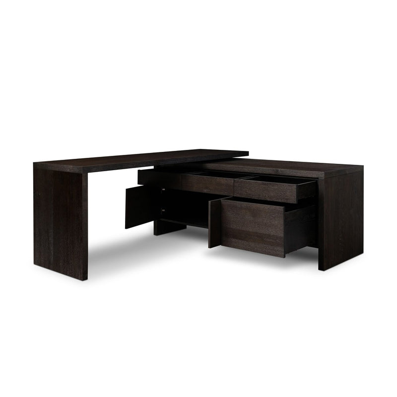 Noah Rotating Desk - Smoked Black Resawn Oak