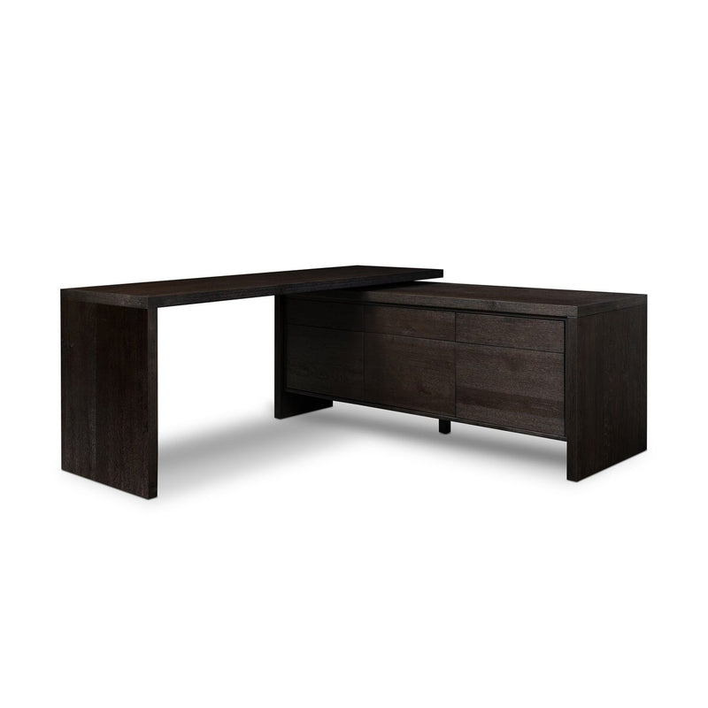 Noah Rotating Desk - Smoked Black Resawn Oak