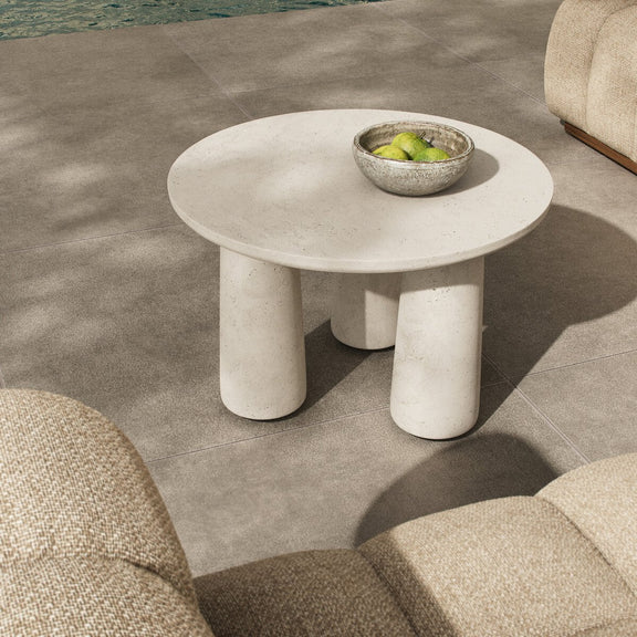 Rye Outdoor Nesting Coffee Table - Aged White Concrete