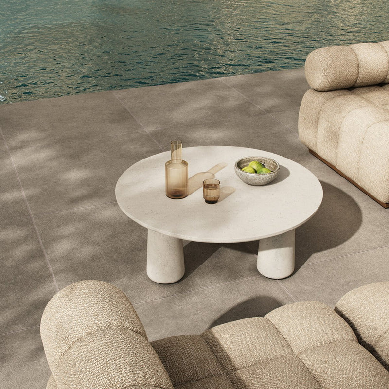 Rye Outdoor Nesting Coffee Table - Aged White Concrete