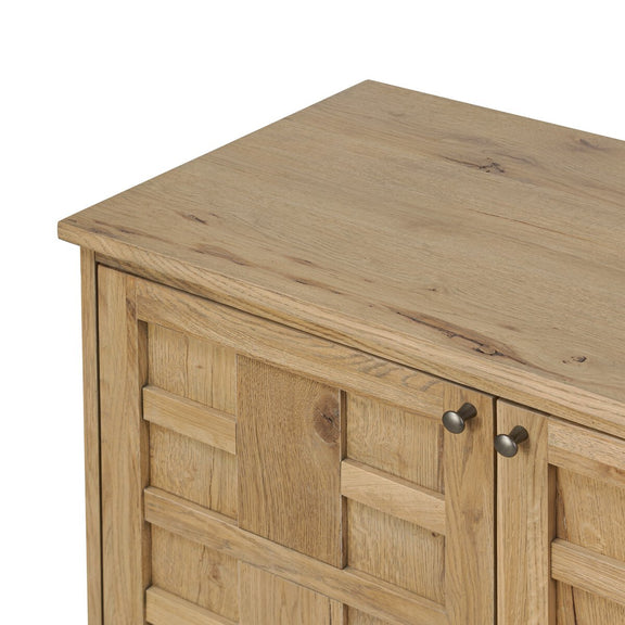 Alessio Media Console - Aged Natural Oak Veneer