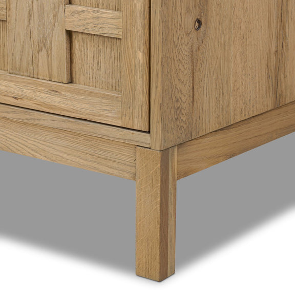 Alessio Media Console - Aged Natural Oak Veneer
