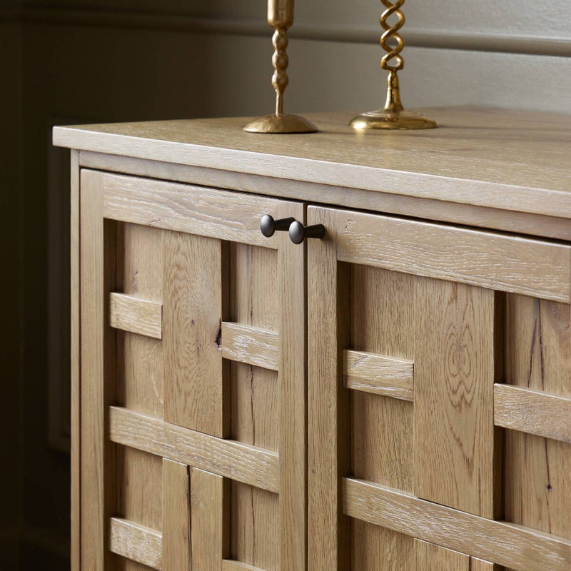 Alessio Media Console - Aged Natural Oak Veneer