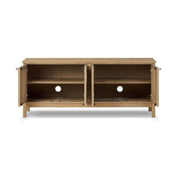 Alessio Media Console - Aged Natural Oak Veneer