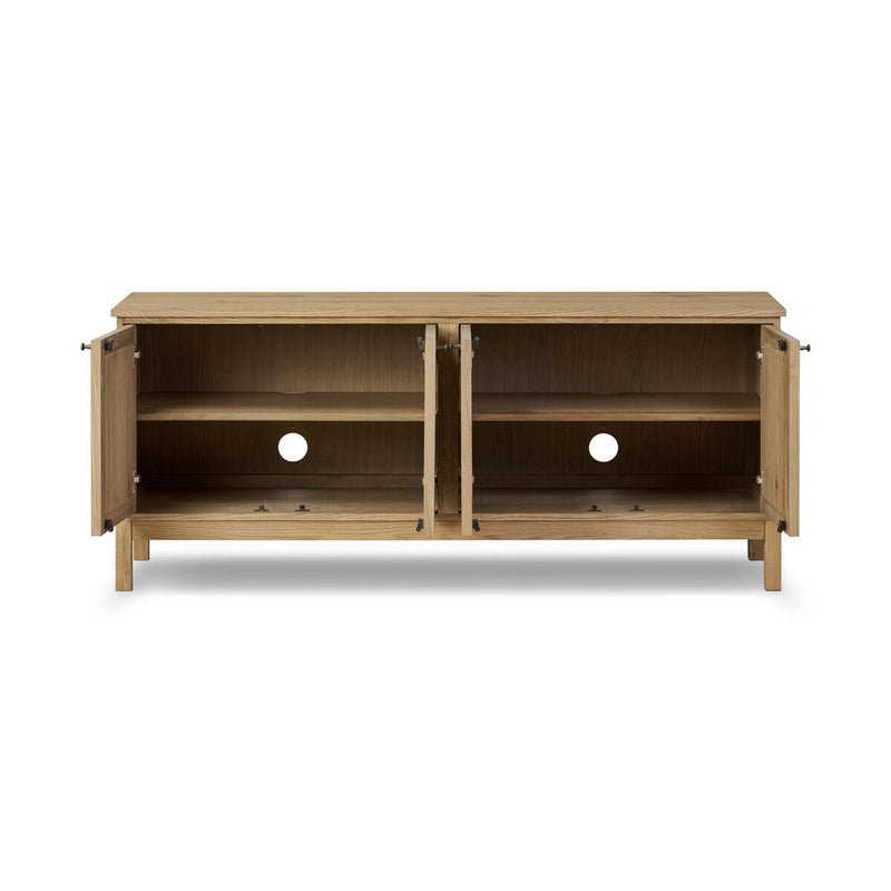 Alessio Media Console - Aged Natural Oak Veneer