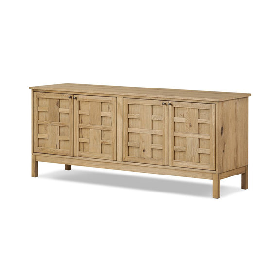 Alessio Media Console - Aged Natural Oak Veneer