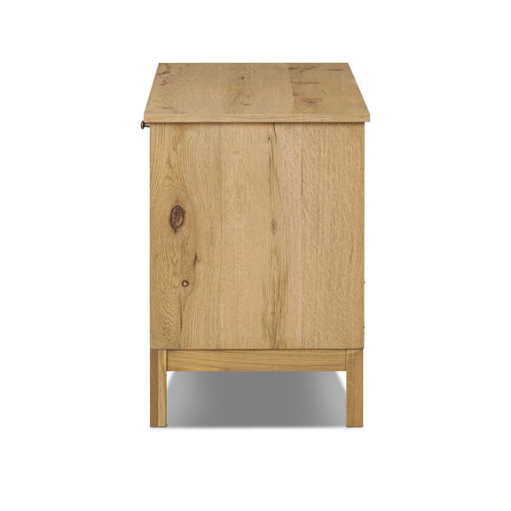 Alessio Media Console - Aged Natural Oak Veneer