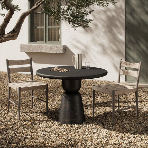 Brixton Outdoor Round Dining Table 42" - Distressed Bronze