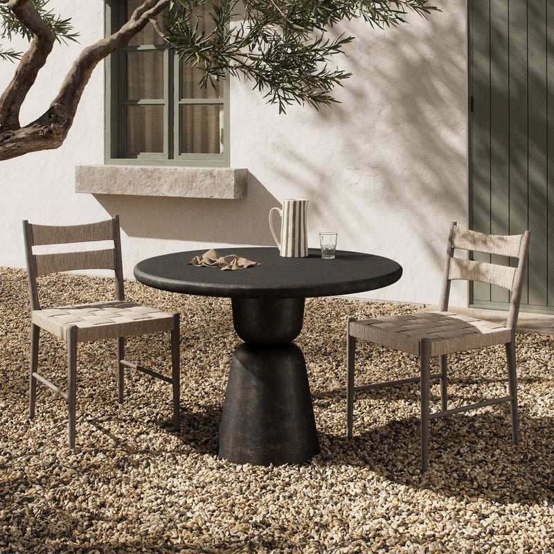 Brixton Outdoor Round Dining Table 42" - Distressed Bronze