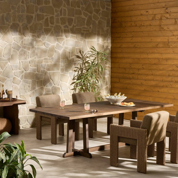 Indie Outdoor Dining Table - Stained Saddle Brown Fsc