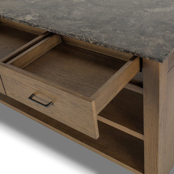 Divina Kitchen Island - Warm Grey Marble